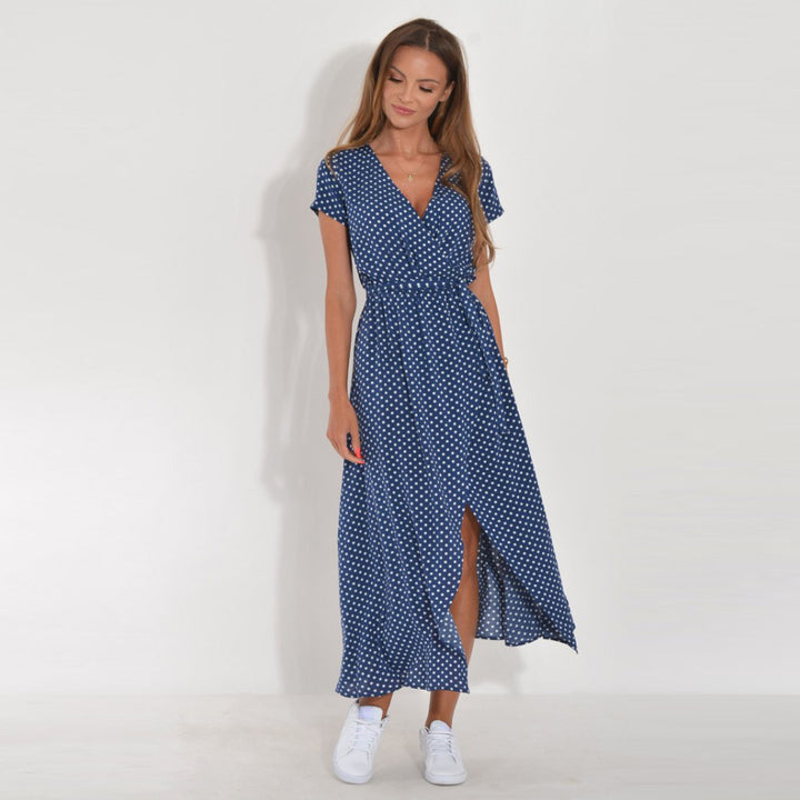 Kvinder Bohemian Floral Wrap Maxi Kjole Stilla