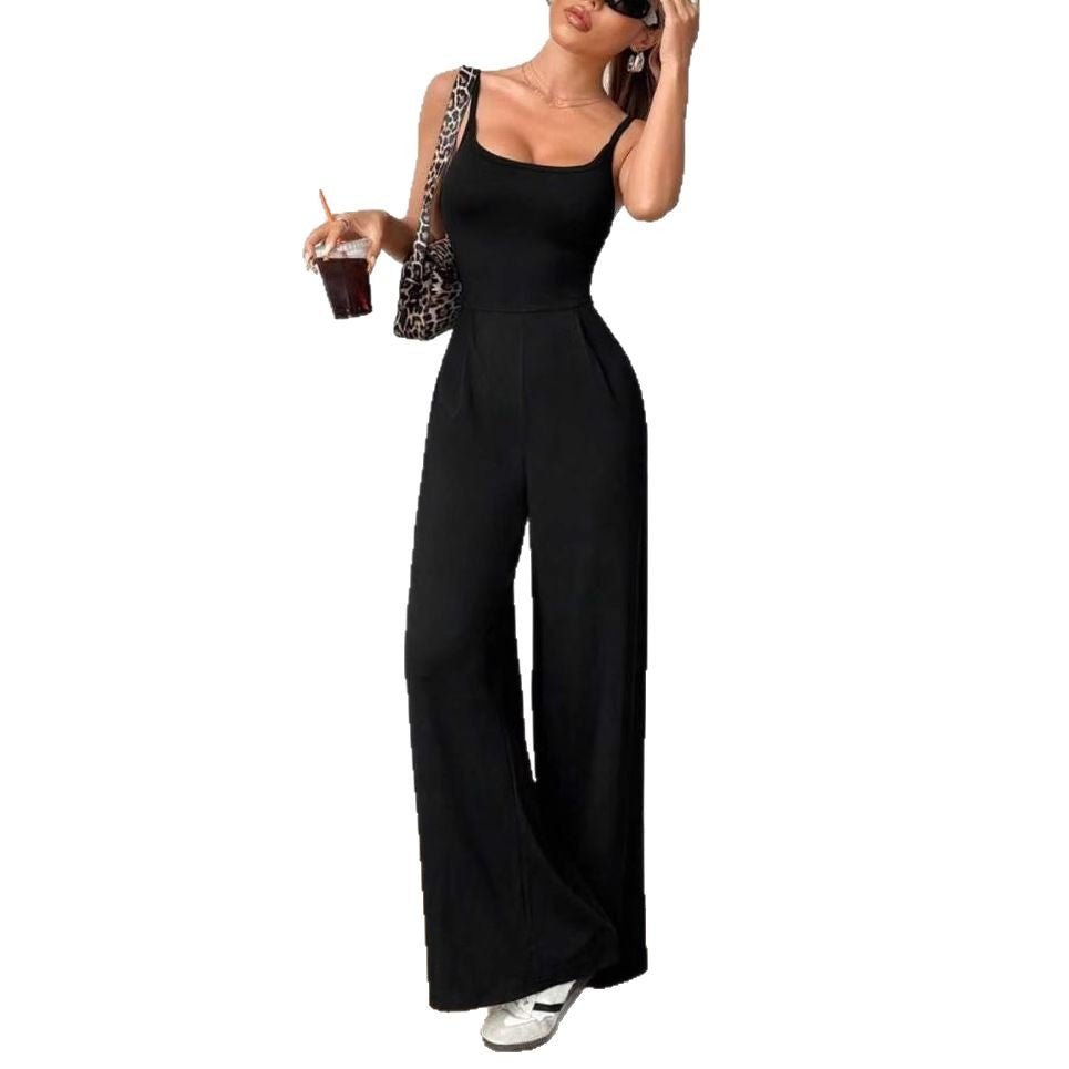 Dame Elegant Jumpsuit med bredde ben og flatterende top Skovae