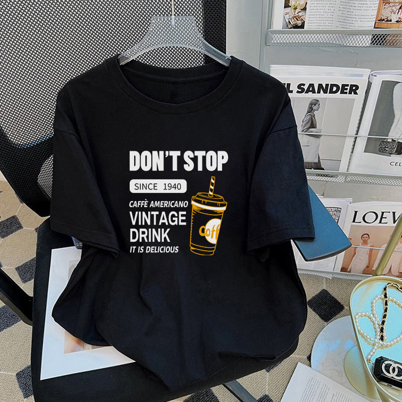 Dame T-shirt med vintage café motiv Stilla