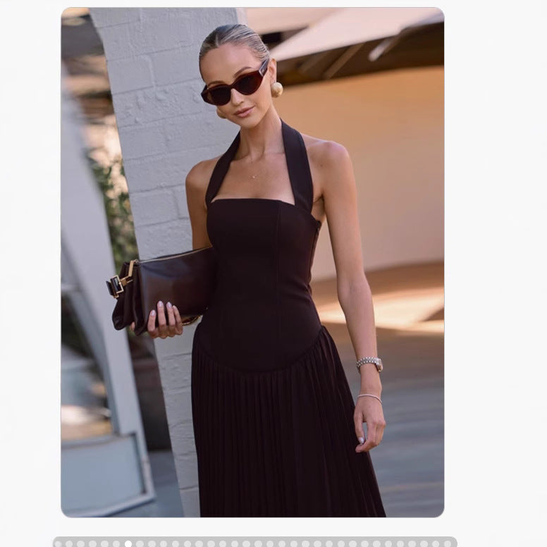 Femme Halterneck Fald Maxi Kjole Stilla
