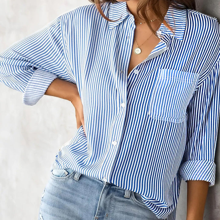 Damer Casual Stribet Bluse Top Stilla