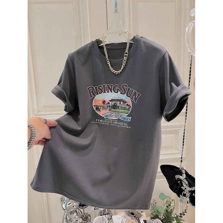 Dame T-shirt med nostalgisk tryk og afslappet pasform Stilla
