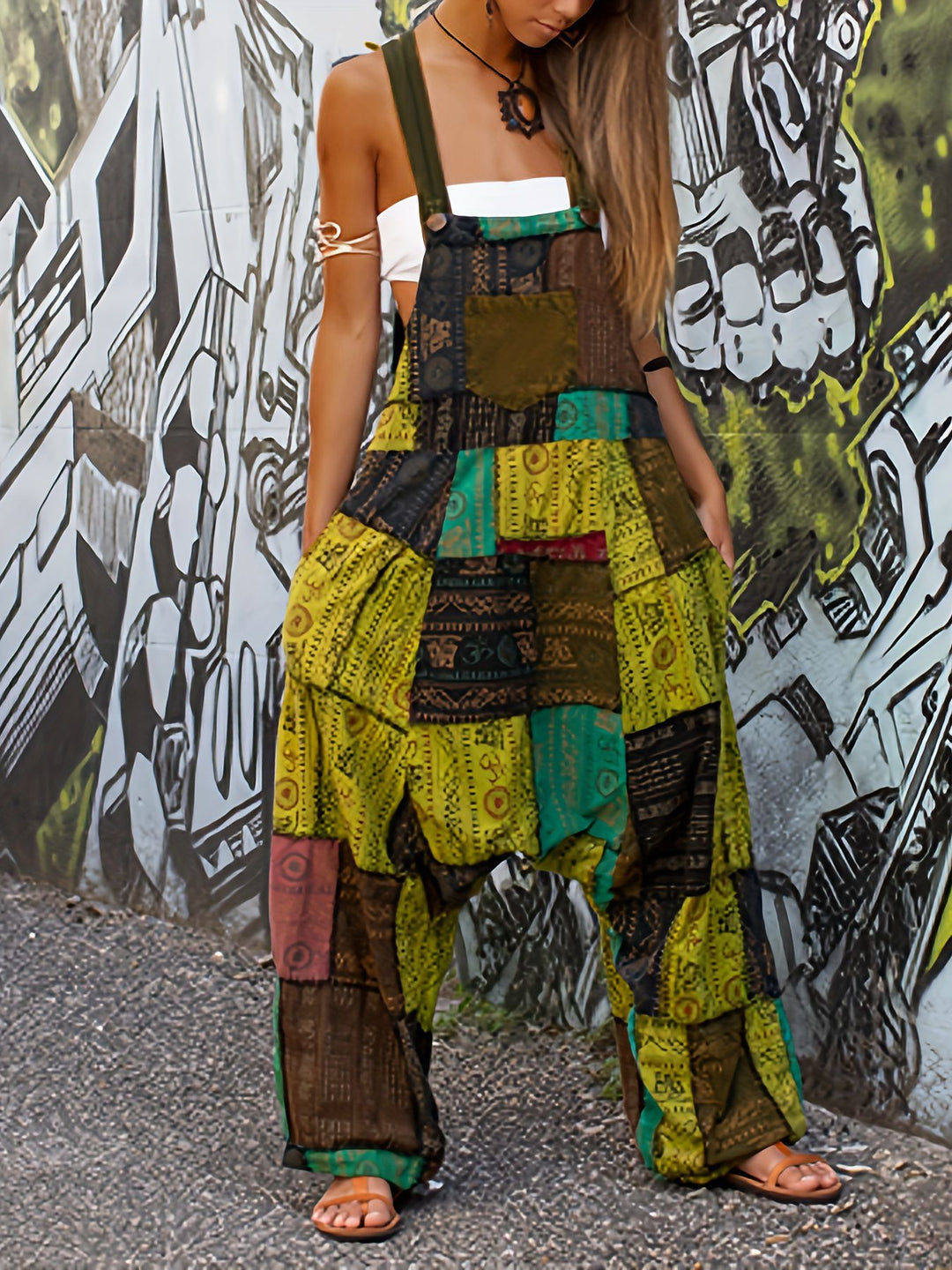Dame Casual Patchwork-Overalls Stilla