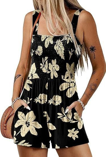 Dame jumpsuit med blomster mønster og praktiske lommer Stilla