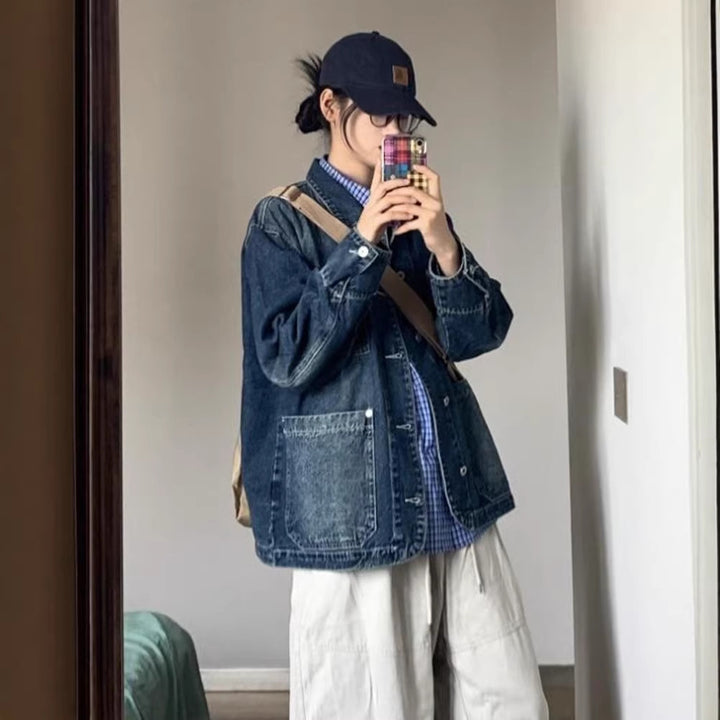 Kvinders mode denimjakke med store lommer Stilla