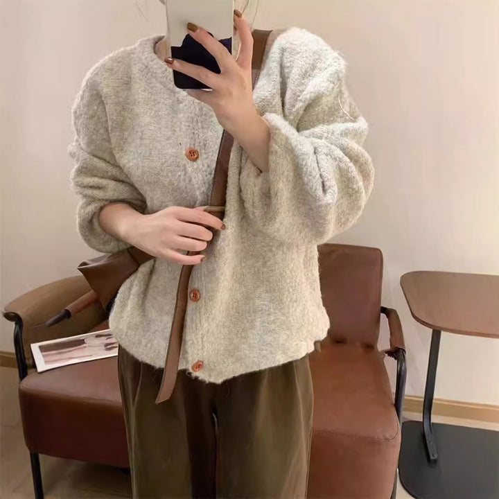 Dame Cozy Cardigan med Knapper og Løs Pasform Stilla