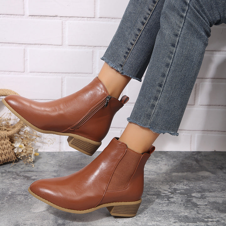 Dame ankle boots med elegant lynlås og glat overflade Stilla