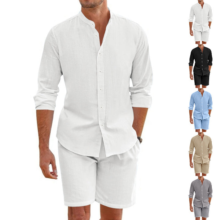 Herrer elegant fritidssæt med kortærmet skjorte og shorts Stilla