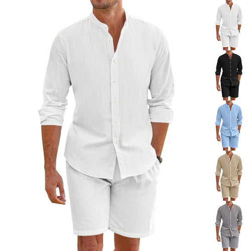 Herrer elegant fritidssæt med kortærmet skjorte og shorts Stilla
