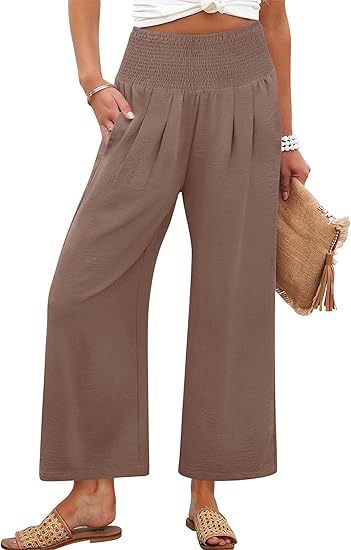 Dame Bred Culotte-bukser med elastisk talje og folder Skovae