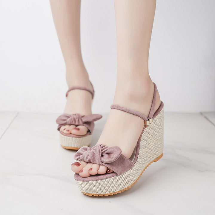 Dame Wedge-sandaler med dekorativt sløjfe-design og skridsikker sål Stilla