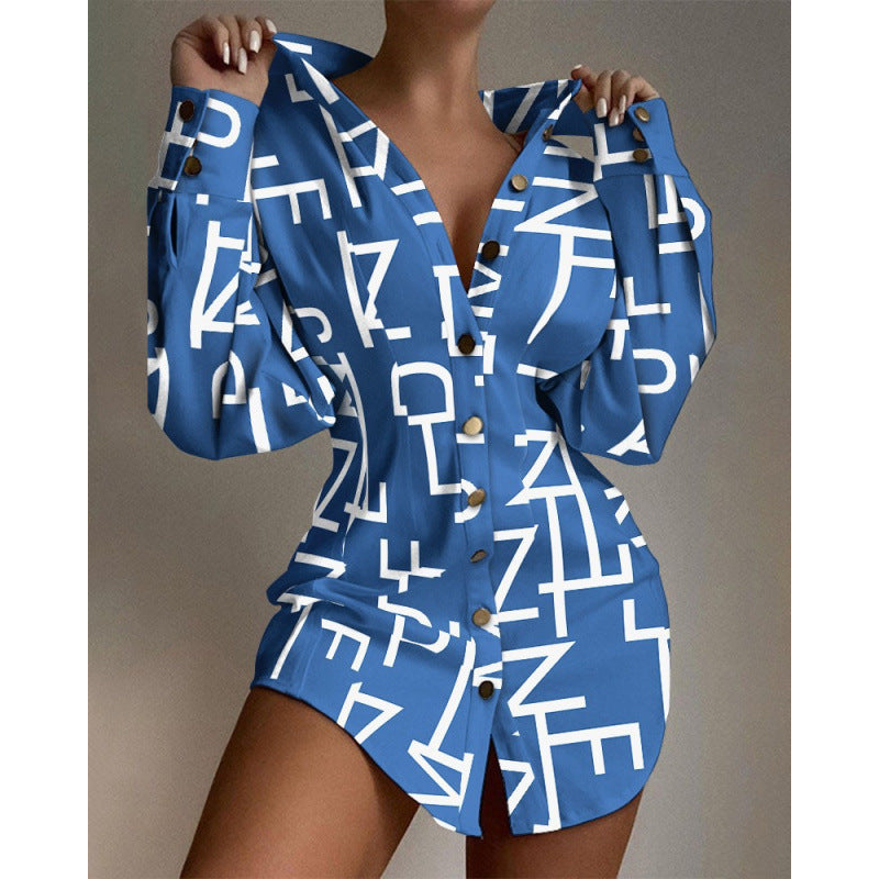 Femme Button-Up Grafiktryk Mini Kjole Stilla