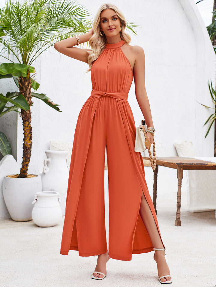 Dame elegant jumpsuit med høj krave og benåbninger Stilla