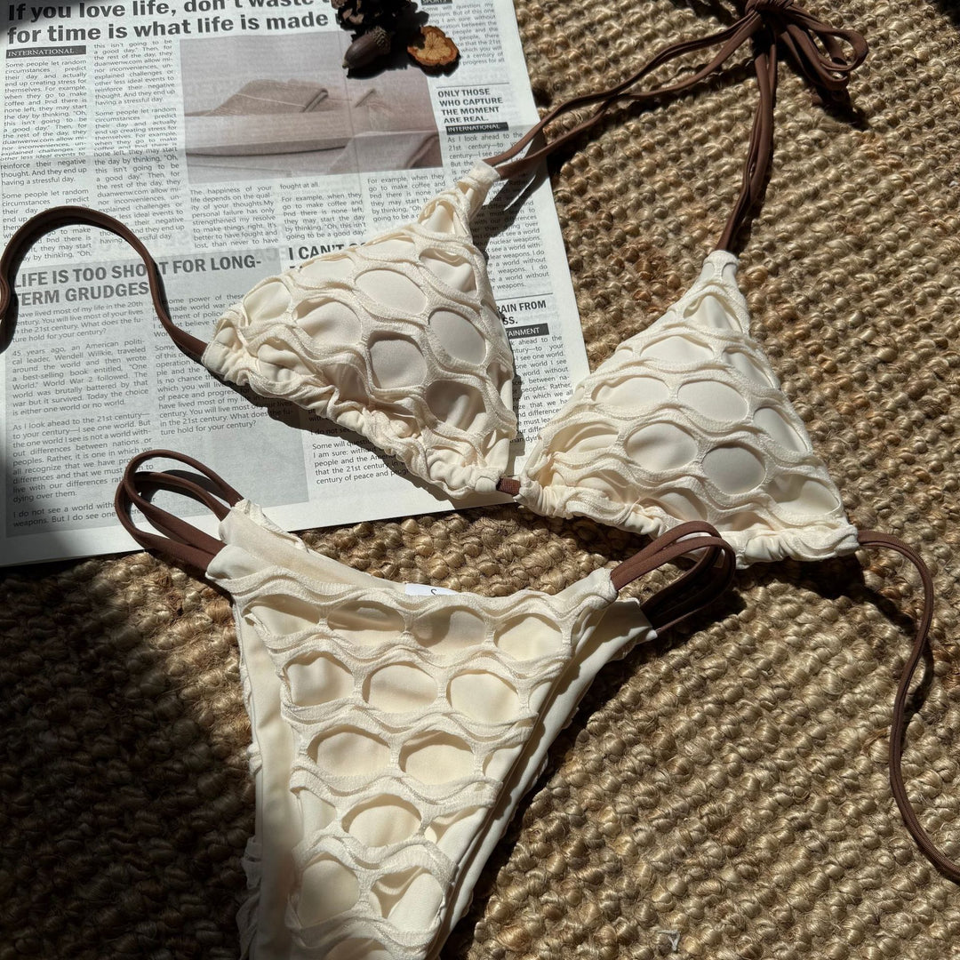 Dame bikini-sæt med unik stjerne-applikation og variabel stropjustering Stilla