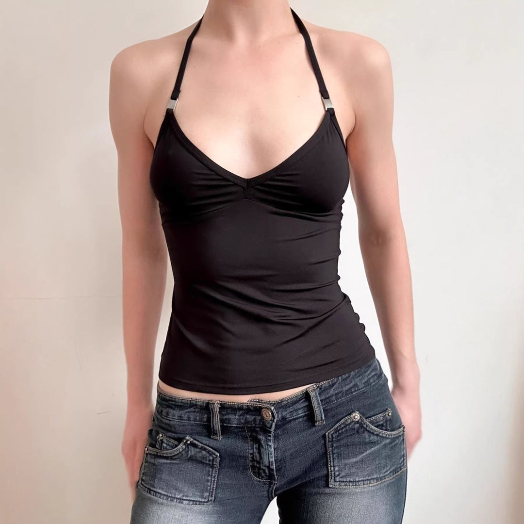 Dame Sporty spaghetti top med elegante accenter Skovae