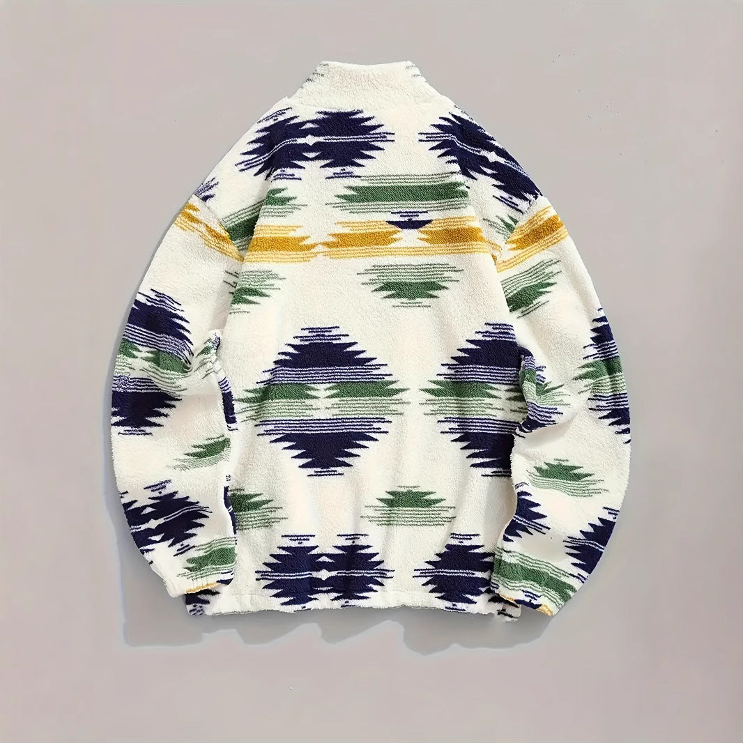 Dame Fleece-trøje med moderne lynlås og farverigt design Stilla