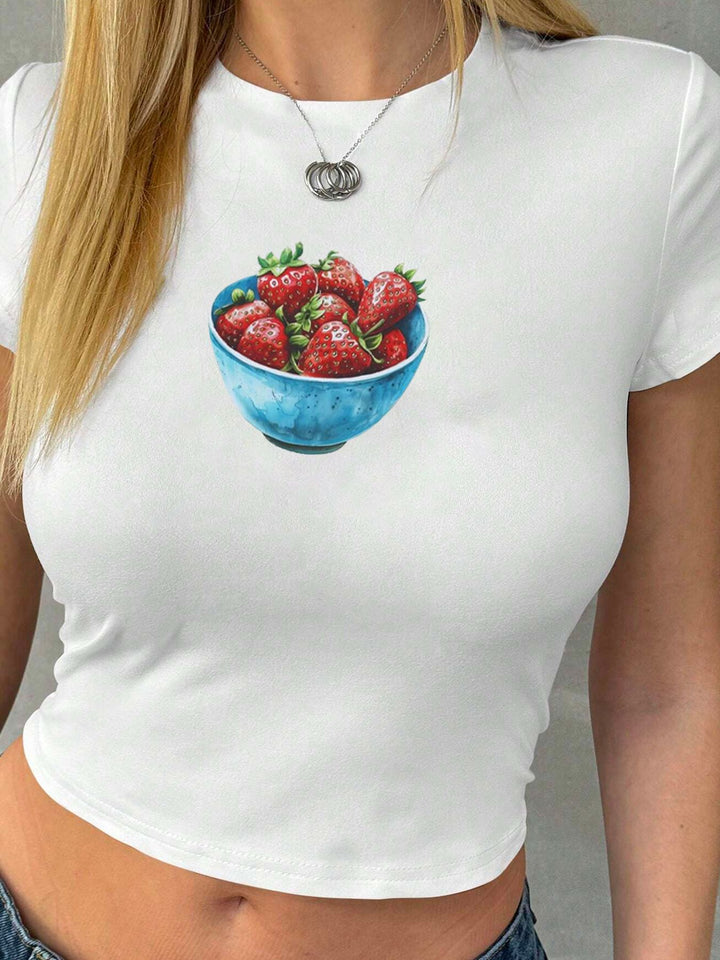 Dame Crop Top med 90'er årgang tryk Skovae