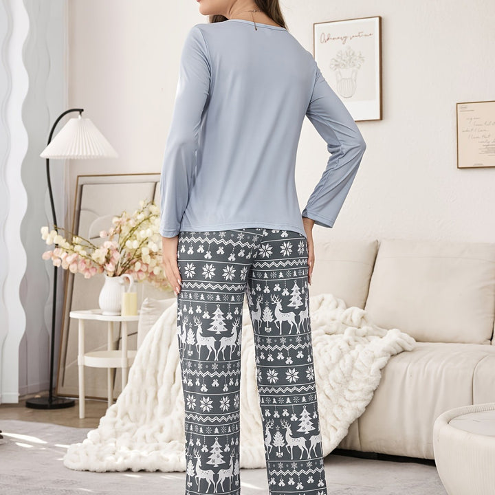 Dame vinter pyjamasæt med festligt design og lange ærmer Stilla