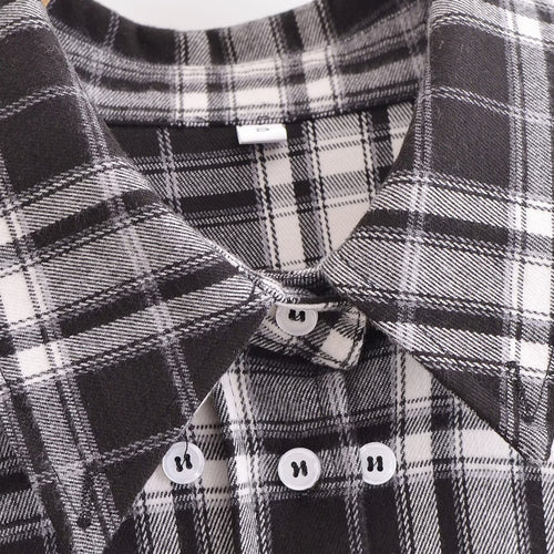Femme Overstørrelse Karo-Skjorte med Knapliste og Lomme-Detalje Stilla