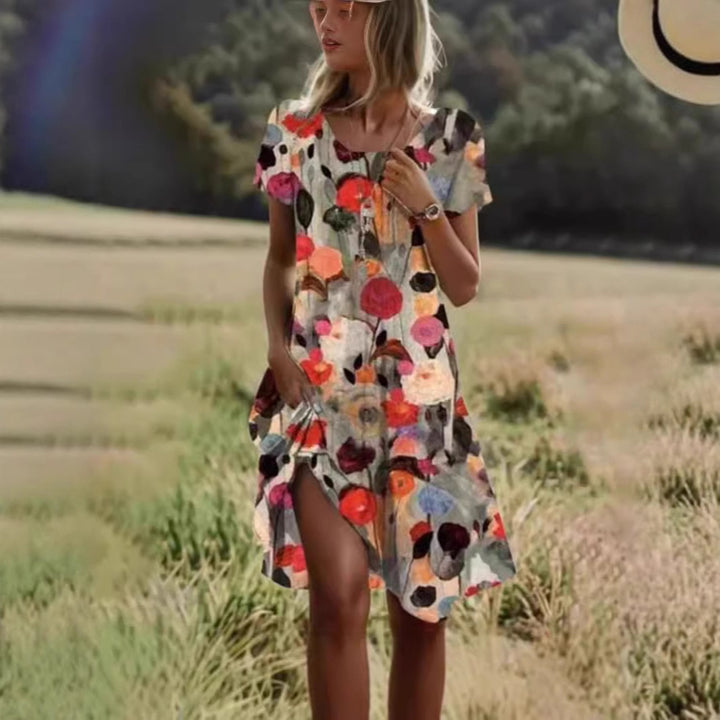 Damer Floral Maxikjole med sidelukning og lette folder Stilla