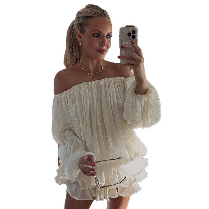 Dame luftigt Off-Shoulder kjole med flæser Skovae