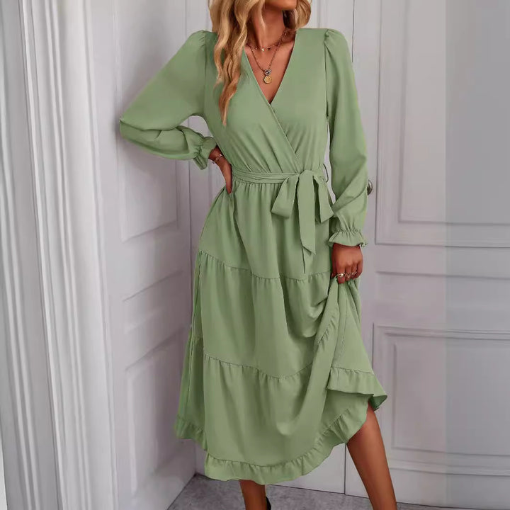 Dame elegant omslagskjorte med flæse detaljer Stilla