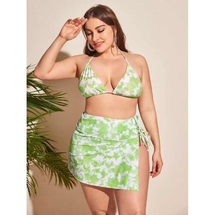 Dame triangel-bikini med asymmetrisk indpakningsskørt Skovae