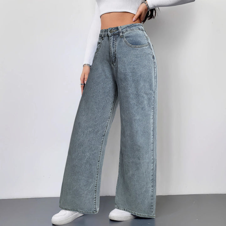 Dame brede vintage jeans med høj talje og afslappet look Skovae