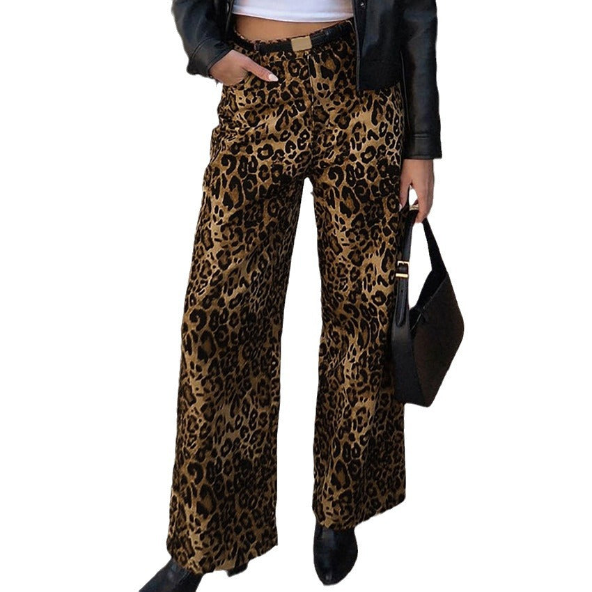 Dame Løs pasform Leopard-bukser med elegant plissering Stilla