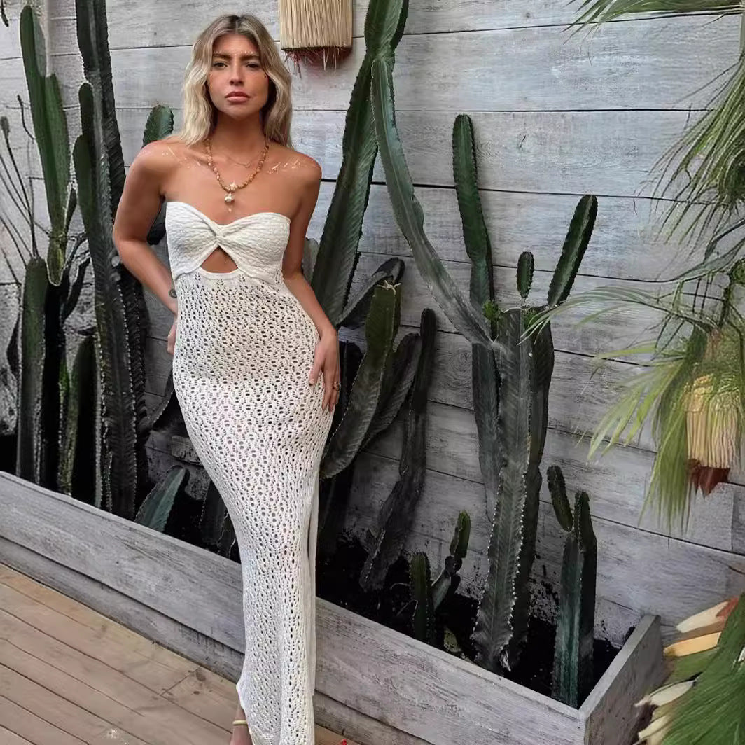 Dame Hæklet Maxi Cover-Up Kjole Stilla 1750753147