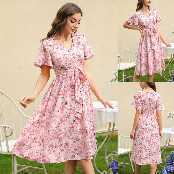 Dame Blomster Wrap Kjole Stilla