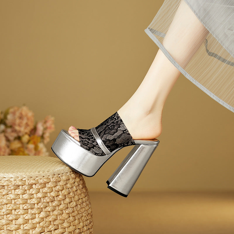 Femme Platform Riemchensandaler med elegant spids overlay Stilla