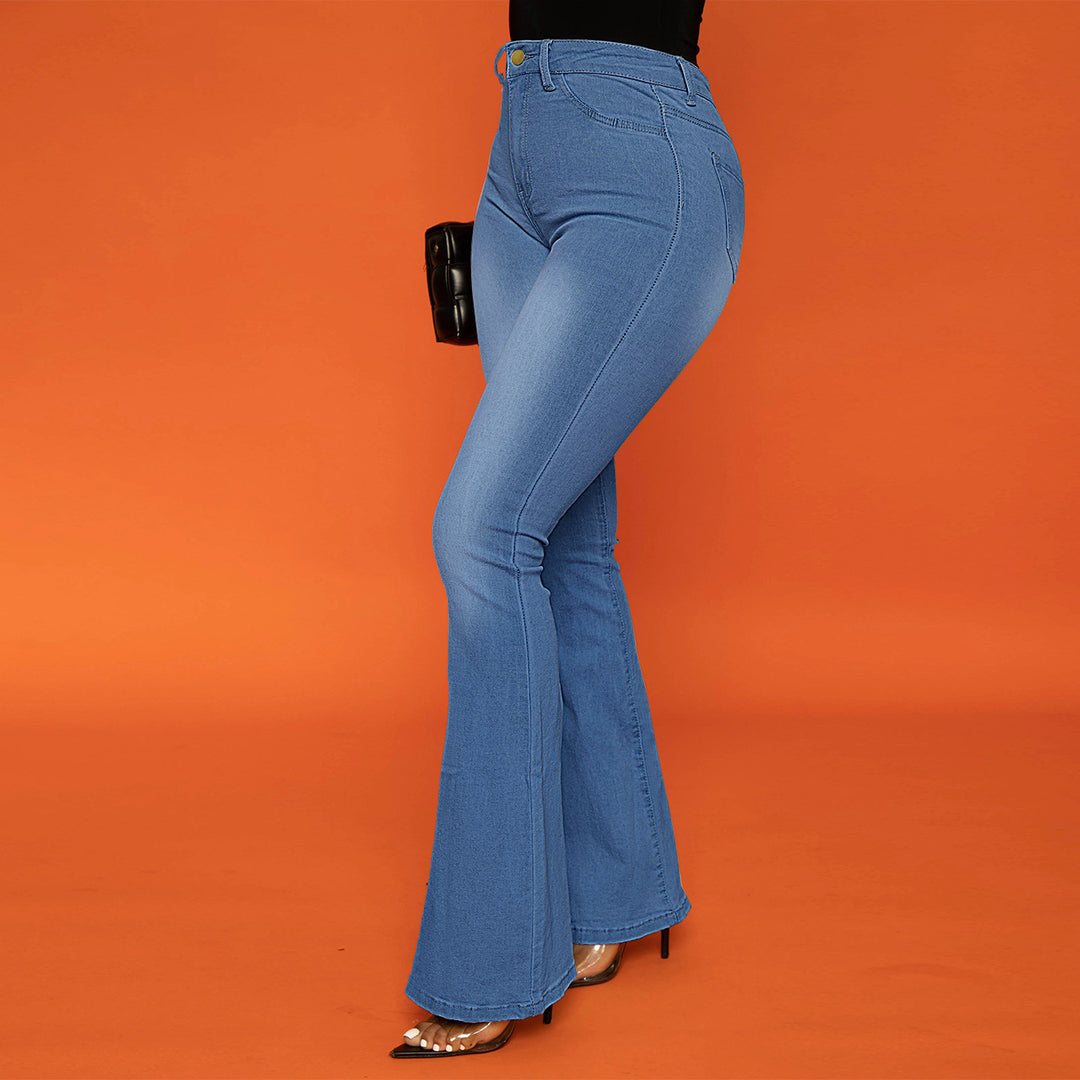 Dame Bootcut Jeans med højt taljebånd og moderne snit Stilla