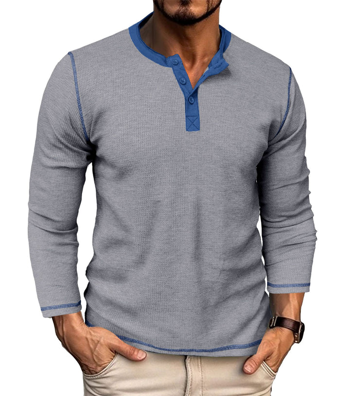 Herrer Langærmet Henley-Skjorte med elegant Knapliste og trendy Akcenter Stilla