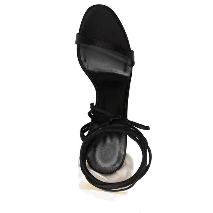 Femme Open-Toe Stiletto Sandaler med floral overlejring Stilla