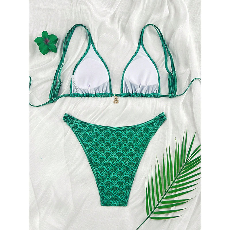 Dame triangel-bikini med sofistikeret mønster Skovae