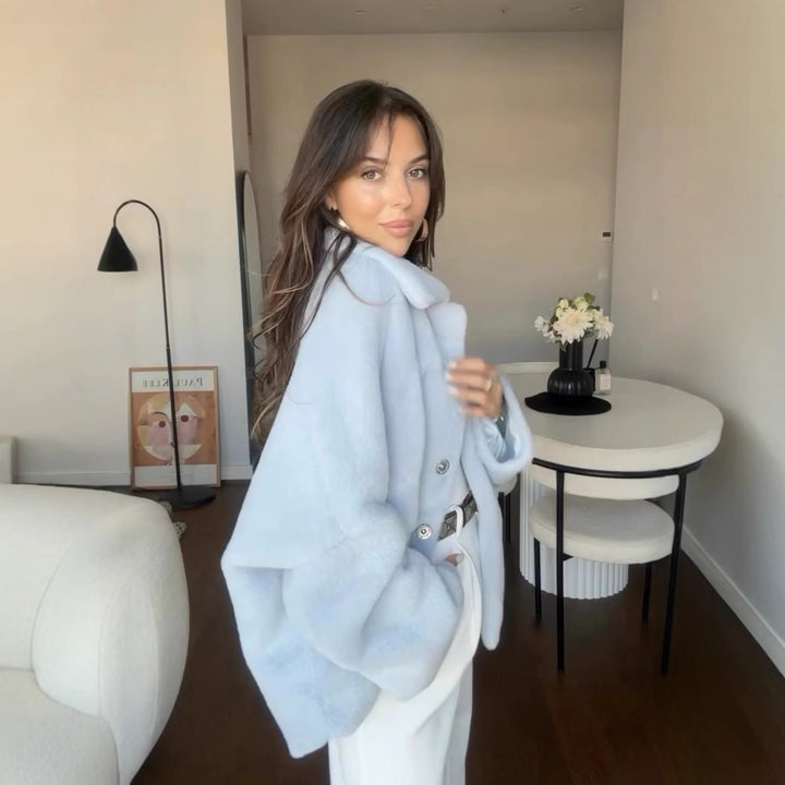 Damer blød fleecejakke i oversized stil med store lommer Stilla