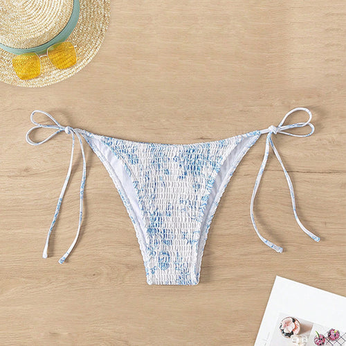 Dame bikini-bukser med justerbare bindebånd i siderne og elegant flæse-design Skovae