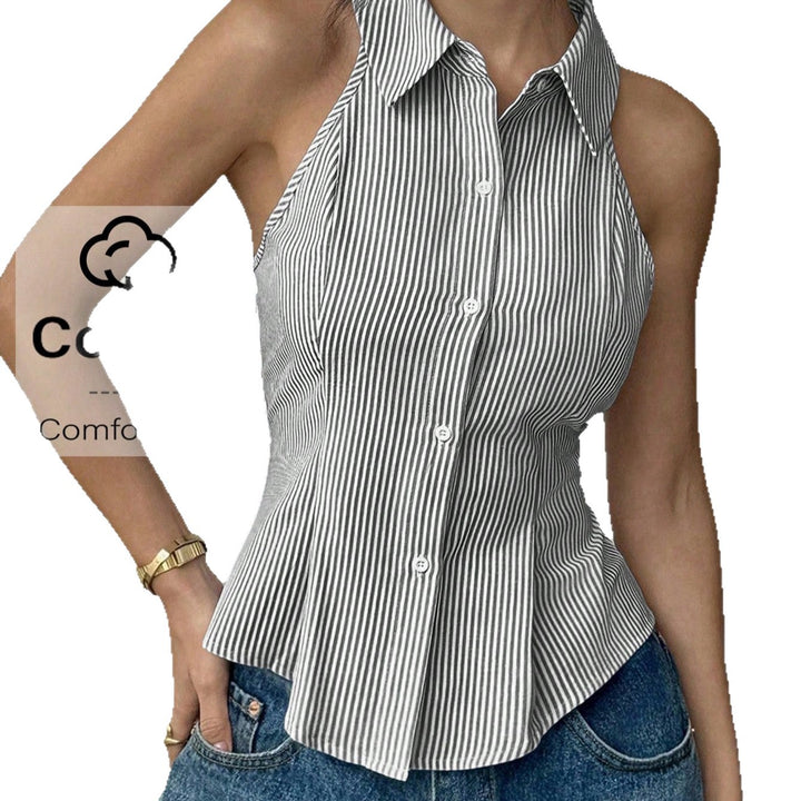 Dame skjortebluse top med elegant snit Skovae