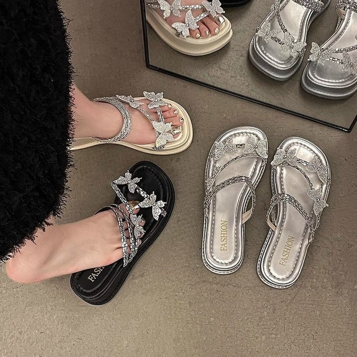 Damer platform-sandaler med funklende strass-detaljer og komfortabel sål Stilla