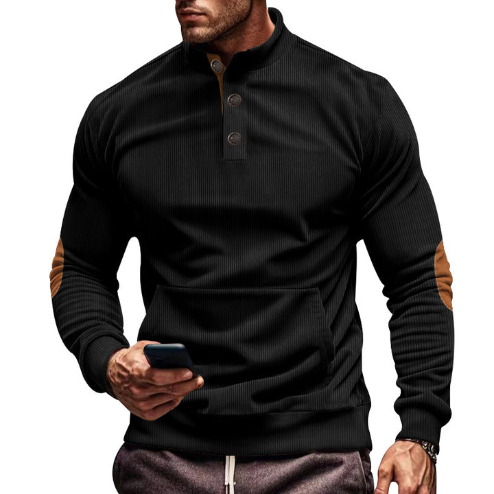 Herrer moderigtigt sweatshirt med knapliste og struktureret design Stilla