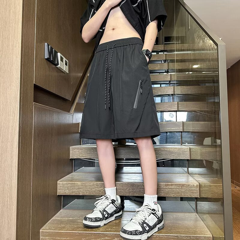 Herrer sporty shorts med elastisk talje og praktiske lynlåslommer Stilla