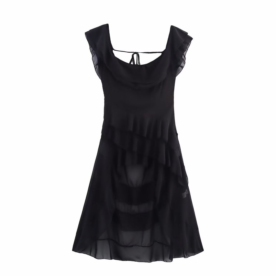 Femme Rüschen Asymmetrisk Midi Kjole Stilla
