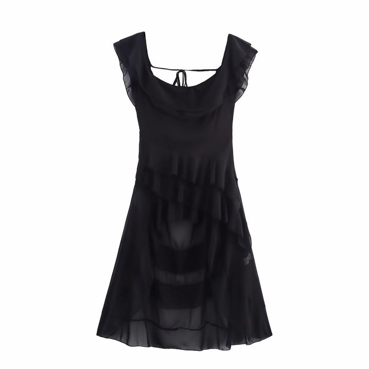 Femme Rüschen Asymmetrisk Midi Kjole Stilla