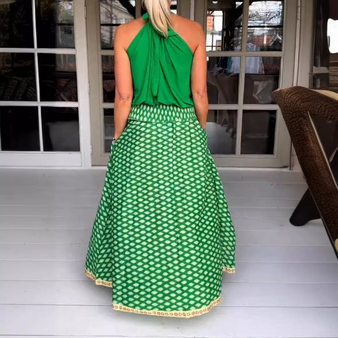 Dame Maxiskørt med elastisk talje og trendy mønster Stilla