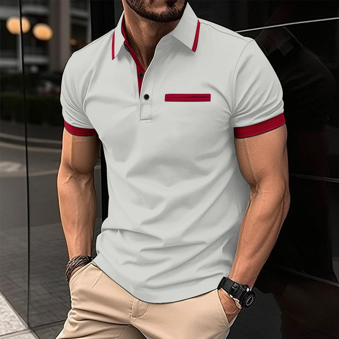 Herrer polo shirt med fashionable kontrastdetaljer og kvalitetsbomuld Stilla