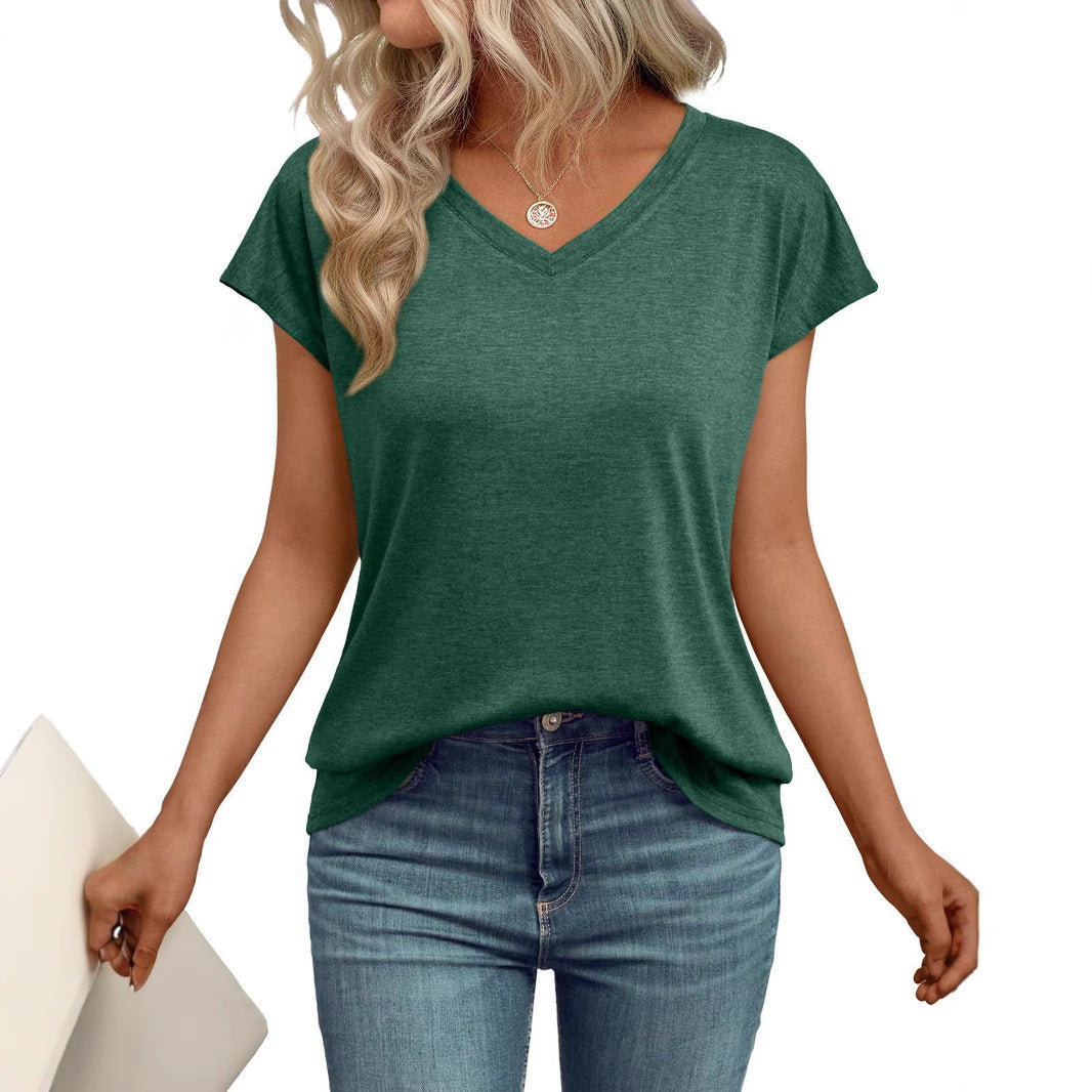 Dame V-hals T-shirt lavet af let, åndbart stof Stilla