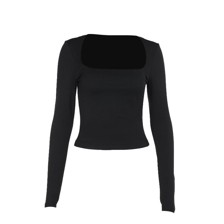 Kvinders langærmet crop top med original U-udskæring og figurvenligt snit