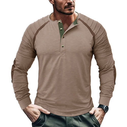 Herren Langarm-Henley-Shirt med struktureret design og praktiske knapdetaljer Stilla