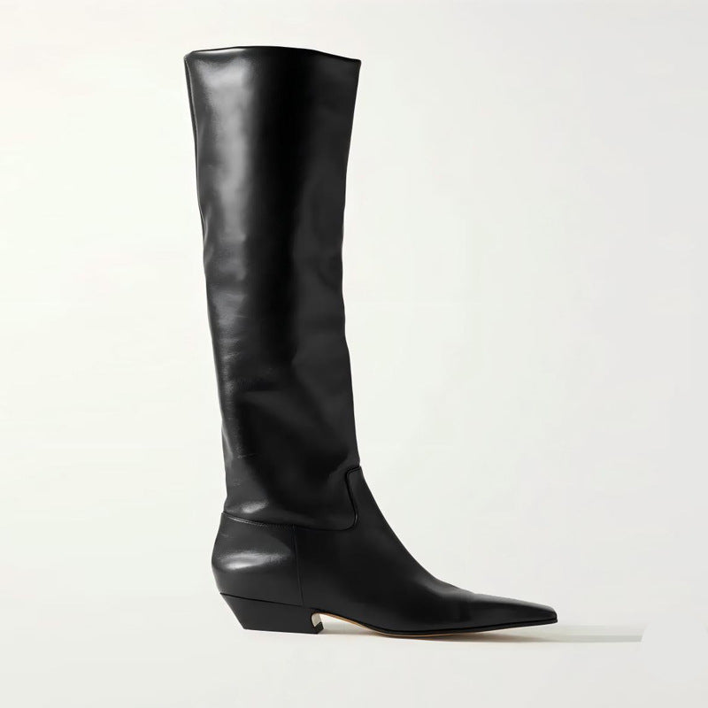 Femme Sleek Spidsfod Lårhøje Stiletto Støvler Stilla